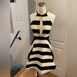 Black and White Striped Dress with Cutout